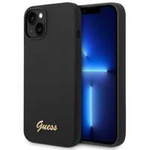 Husa Apple iPhone GUESS 14 Plus Silicon Vintage Gold Logo negru Hardcase