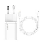 Baseus Super Si 1C fast wall charger USB Type C 20 W Power Delivery + USB Type C - Lightning cable 1 m white (TZCCSUP-B02)