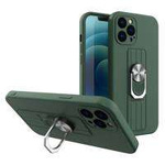 Husa Inel Case silikonou husa cu suport deget și suport pentru Samsung Galaxy S21 Ultra 5G verde închis Case