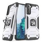 Husa Suport Ring Armor Tough Hybrid + suport magnetic pentru Samsung Galaxy S22 + (S22 Plus) argintiu