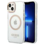 Husa Apple iPhone MagSafe GUESS 14 Metal Outline Gold Hardcase