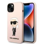 iPhonecase Karl Lagerfeld KLHMP14SSNIKBCP 14 6.1" roz/roz tare silicon Ikonik MagSafe