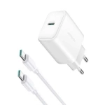 Joyroom JR-TCF24 USB-C PD 30W QC SFC încărcător de rețea - alb + cablu USB-C 1m