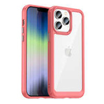 Case husa iPhone Outer Space 14 Pro capac rigid cu ramă de gel roșu