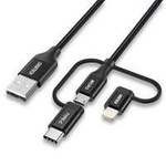 Choetech 3in1 cablu USB MFI Lightning / USB tip C / micro USB 1,2 m negru 