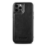 iCarer Leather Oil Wax husa acoperit cu piele naturală pentru iPhone 12 Pro Max negru (ALI1206-BK)