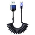 Joyroom S-A43 Crystal-Clear Series 3A USB-A - Cablu spirală Lightning 1,5 m - negru