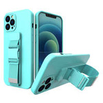 Coardă case gel husa cu șnur de lanț cu lanț de lanț iPhone 12 Pro albastru deschis