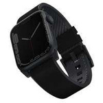 UNIQ strap Straden Apple Watch Seria 4/5/6/7/SE 42/44/45mm. Curea hibridă din piele neagră/neagră