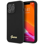 Husa Guess Guhcp13xlslmgbk iPhone 13 Pro Max 6.7" Negru / negru Hardcase Silicone Script Gold Logo Case