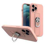 Husa Inel Case silikonou husa cu suport deget și suport pentru Samsung Galaxy S22 roz Case