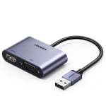 Adaptor Ugreen CM449 USB - HDMI 1.3 (1920x1080 60Hz), VGA 1.2 (1920x1080 60Hz) - gri