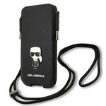 KARL LAGERFELD geantă de mână Telefon 6.1 Saffiano Iconic Karl`s Black Hardcase