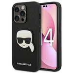 Husa Apple iPhone KARL LAGERFELD 14 Pro Max Max Saffiano Karl`s Head Patch negru Hard negrucase