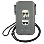 KARL LAGERFELD Geantă de mână Telefon 6.1 Saffiano Iconic Karl&amp;Choupette Head Grey Hardcase