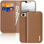 Husă Dux Ducis Hivo iPhone 16e cu clapă și protecție RFID - maro