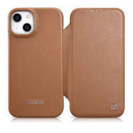 Case husa iPhone mag MagSafe iCarer CE CE Premium Leather Folio din piele 14 cu clapetă netic maro (WMI14220713-BN)