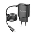 Dudao incarcator rețea 2x USB cu built-in cablurim Lightning 12 W negru (A2ProL negru)