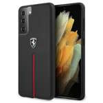 Husa FERRARI Samsung Galaxy S21 Plus G996 Off Track piele de piele cu dungi de nailon FEOSIHCS21MBK Negru Hardcase