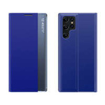 New Sleep Case cover husa cu capac cu flip cover cu funcție de stand Samsung Galaxy S22 Ultra albastru