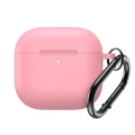 Husa din silicon pentru Airpods 4 cu carabina - roz