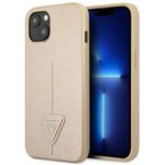 Husa Apple iPhone GUESS 14 Plus SaffianoTriangle Logo Beige Hardcase