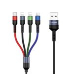 Cablu Braided USAMS 4in1 2xLightning MicroUSB USB-C 2A Fast Charge 0.35m negru