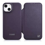 Case husa iPhone mag MagSafe iCarer CE CE Premium Leather Folio din piele 14 Plus cu clapetă netic violet închis (WMI14220715-DP)