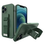 Husa Coardă case gel husa cu șnur lanț cu lanț de lănțișor geantă șnur Samsung Galaxy A72 4G verde închis Case