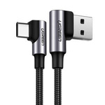 Cablu USB la USB-C, înclinat UGREEN US176, 3A, 2m (negru)