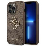 Husa Apple iPhone GUESS 14 Pro 4G cu logo metalic mare, maro tarecase