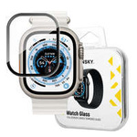 folie sticla Apple Watch ecran Wozinsky Full Glue Tempered Glass pentru Ultra 49mm 9H peste tot cu luneta neagră