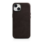 Case husa iPhone mag MagSafe iCarer Oil Wax Premium Leather din piele iCarer 14 Plus netic cu maro (WMI14220703-BN)