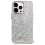 Husa Apple iPhone GUESS 14 Croco Collection Silver Hardcase