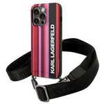 Husa Apple iPhone KARL LAGERFELD 14 Pro Max Color Stripes curea de culoare roz tarecase