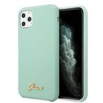 Husa Guess iPhone 11 Pro Max verde Hard Case Silicone Vintage Gold Logo