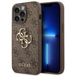Husa Apple iPhone GUESS 14 Pro Max 4G cu logo metalic mare, maro tarecase