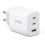 incarcator Ugreen de mare viteză 2x USB tip C / USB 65W PD3.0, QC3.0/4.0+ alb (CD275)