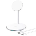 Choetech incarcator wireless Qi 15W pentru iPhone și AirPods suport mag  compatibil cu netic MagSafe argintiu (T581-F)