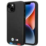 Husa iPhone BMW BMHMP14M22PTDK 14 Plus 6.7" negru/negru Ștampilă din piele Tricolor MagSafe