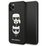 Husa Apple iPhone KARL LAGERFELD 11 Pro Max Saffiano Saffiano Ikonik Karl&amp;Choupette Head Black Hardcase