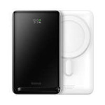 Baseus Mag MagSafe cablu Baseus netic Bracket powerbank cu încărcare wireless 10000mAh 20W Overseas Edition alb (PPCX000202) + USB tip C Xiaobai Series 60W 0.5m