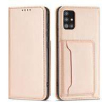 Magnet Card Case husa  pentru Samsung Galaxy A12 5G card portofel carte de acoperire card titular roz