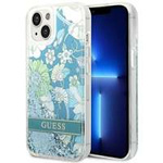 Husa Apple iPhone Liquid Glitter GUESS 14 Plus Flower Green Hardcase
