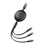 Baseus Bright Mirror 2 cablu Cablu 3in1 USB tip A - micro USB + Lightning + USB tip C 3.5A 1.1m negru (CAMJ010001)