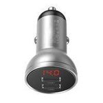 Încărcător auto Baseus 2x USB 4.8A 24W cu LCD argintiu (CCBX-0S)