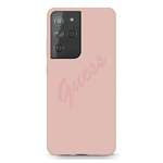Husa GUESS Samsung Galaxy S21 Ultra Script Vintage GUHCS21LLSVSPI Carcasă dură roz GUHCS21LLSVSPI