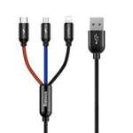 Baseus Three Primary Colors USB - micro USB / Lightning / USB-C Cable with Nylon Braid 3.5A 1,2M black (CAMLT-BSY01)