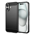 Husa din silicon Carbon Case pentru iPhone 16 Plus - neagra