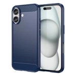 Husa din silicon Carbon Case pentru iPhone 16 - albastra
